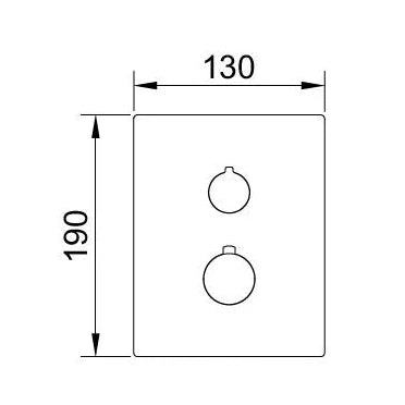 Parte externa de grifería empotrada termostática Stillo Box en color negro mate con placa redonda y selector de 2 vías.
