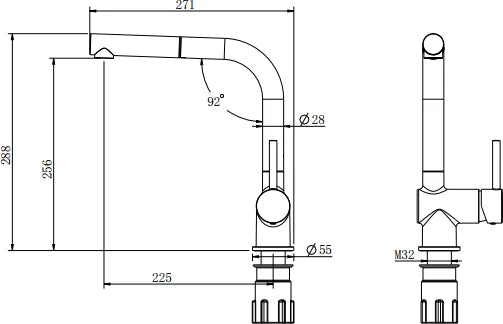 Grifería de fregadero Stillo Zeus extra alta monomando extraíble 1 jet apariencia acero inoxidable