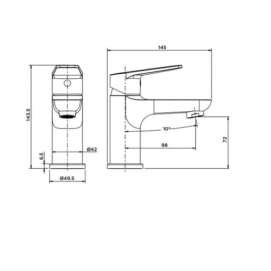 Grifo de lavabo extra alta Stillo Zeus negro mate con sistema Cold Open