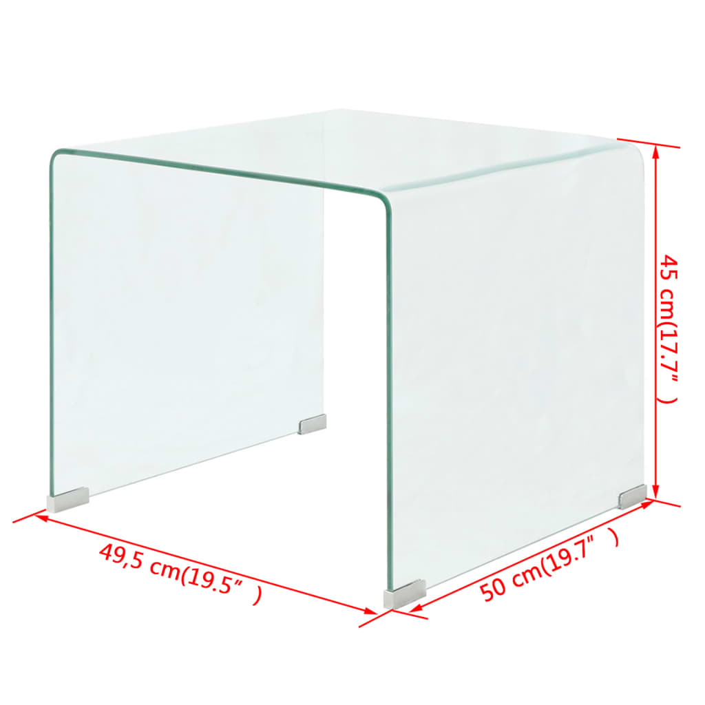 Mesa De Centro Vidrio Templado 49,5X50X45 Cm Claro