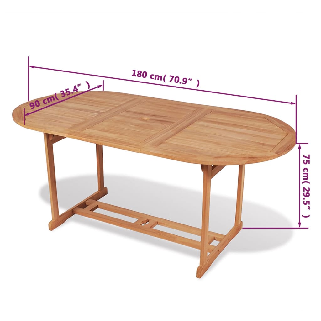 Mesa De Jardín De Madera De Teca Maciza
