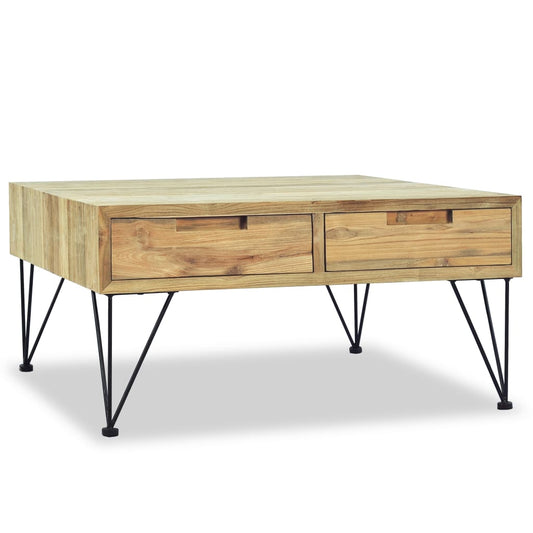 Mesa De Centro De Teca Maciza 80X80X40 Cm