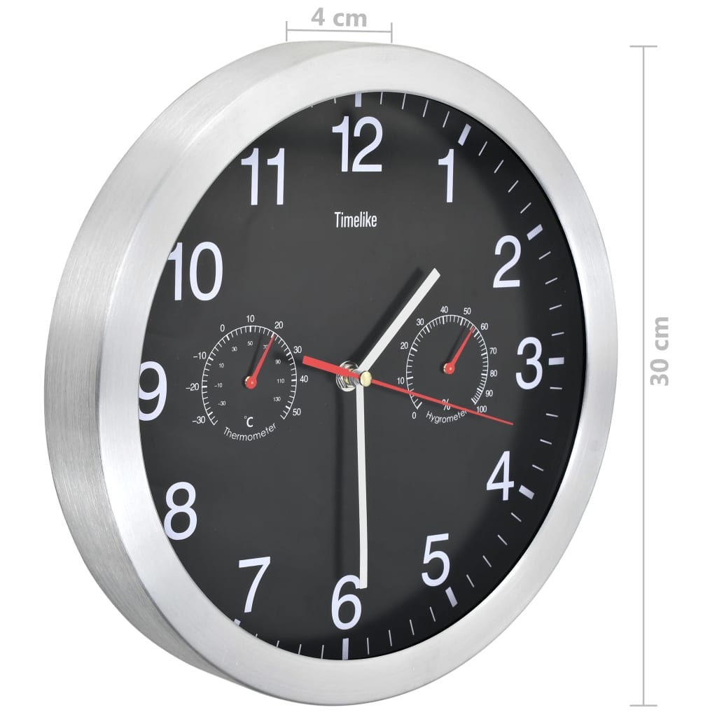 Reloj De Pared De Cuarzo Higrómetro Y Termómetro 30 Cm