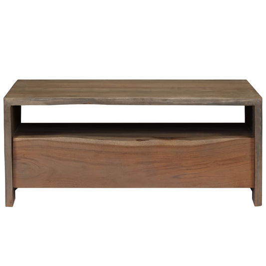 Borde Vivo Madera Maciza Acacia Gris 90X50X40 Cm