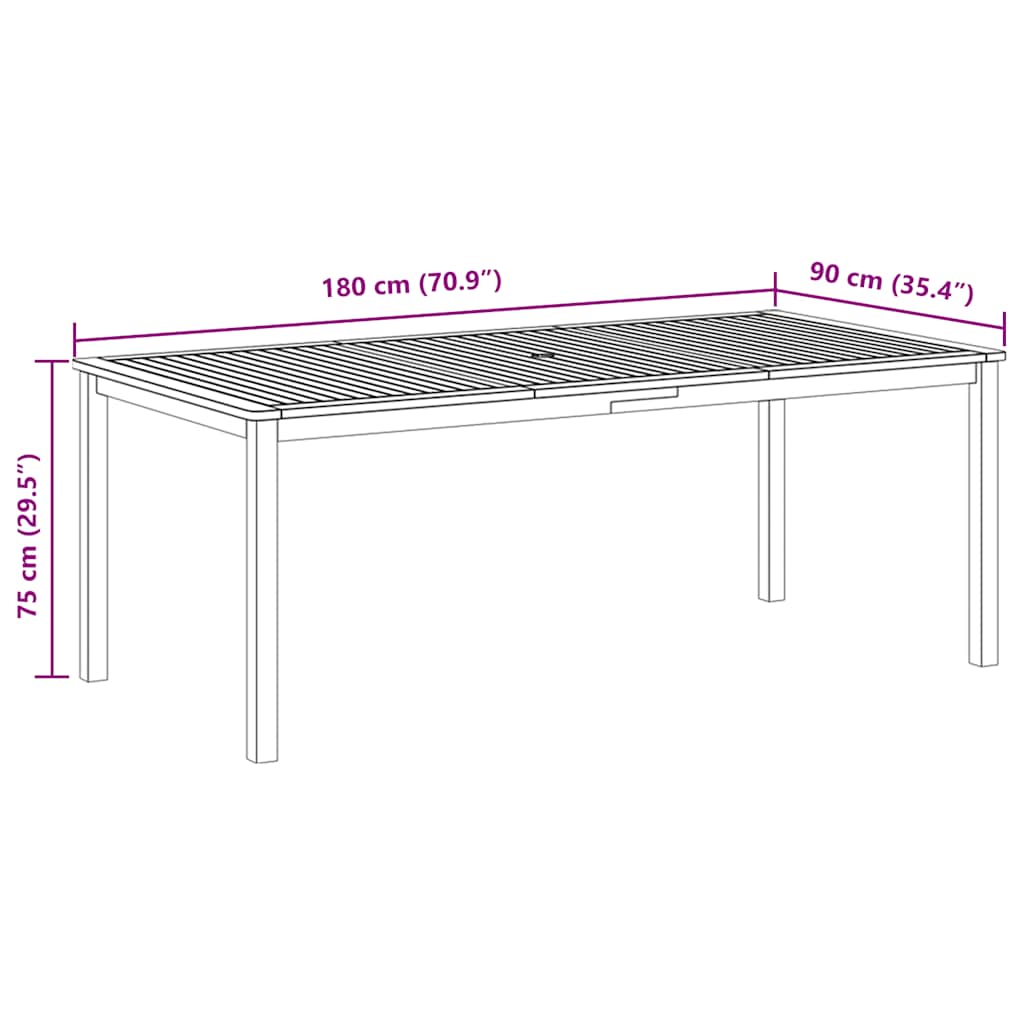 Mesa De Jardín Madera Maciza De Acacia