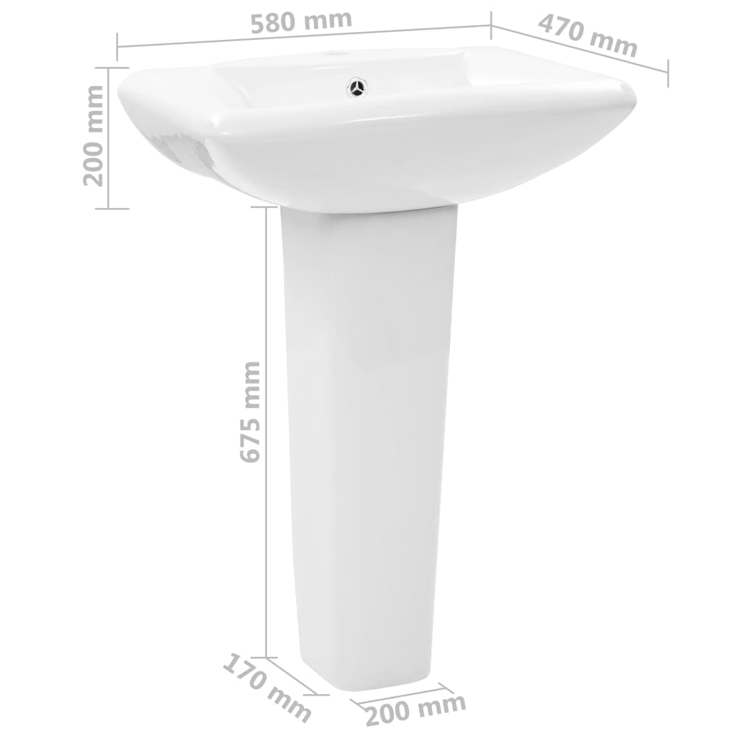 Lavabo De Pie De Cerámica Blanco 580X470X200 Mm