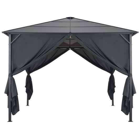 Cenador Con Cortinas Aluminio Negro