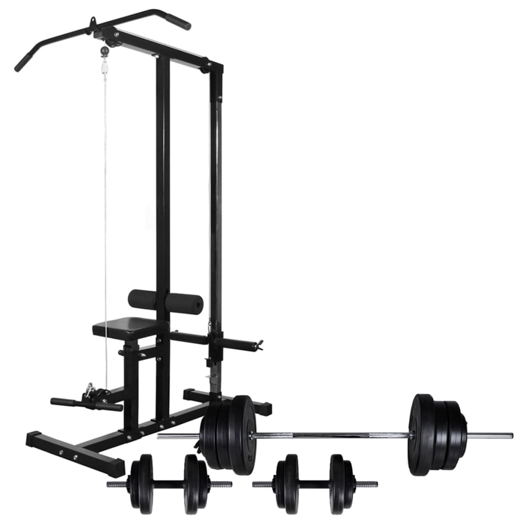 Máquina Musculación Power Tower Con Pesas Y Mancuernas