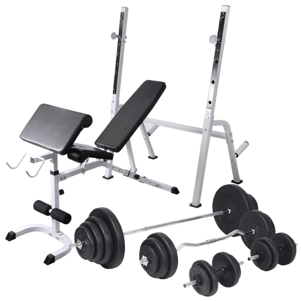 Banco De Entrenamiento Con Soporte De Pesas Y Mancuernas 60,5Kg