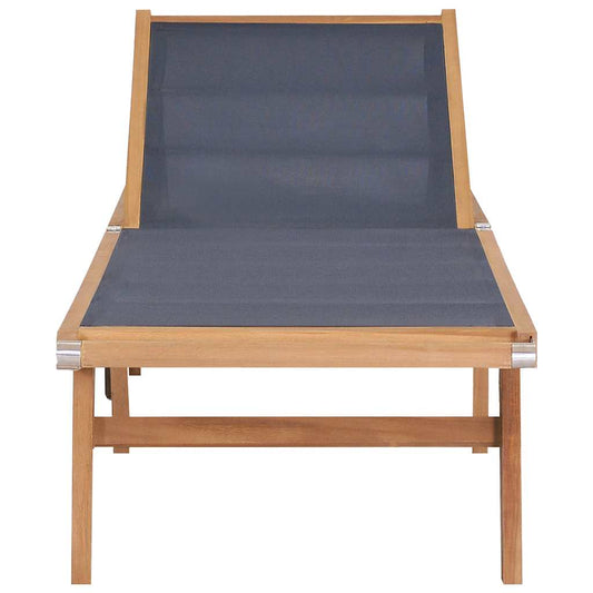 Tumbona Plegable Con Ruedas Teca Maciza Y Textileno