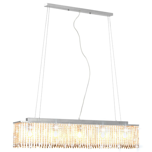 Lámpara De Techo Con Cuentas De Cristal Plateado 104 Cm E14