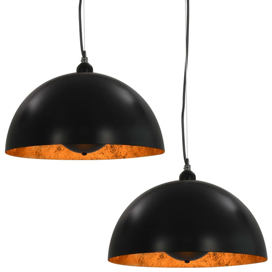 Lámparas De Techo 2 Uds Semiesféricas Negro Y Dorado E27