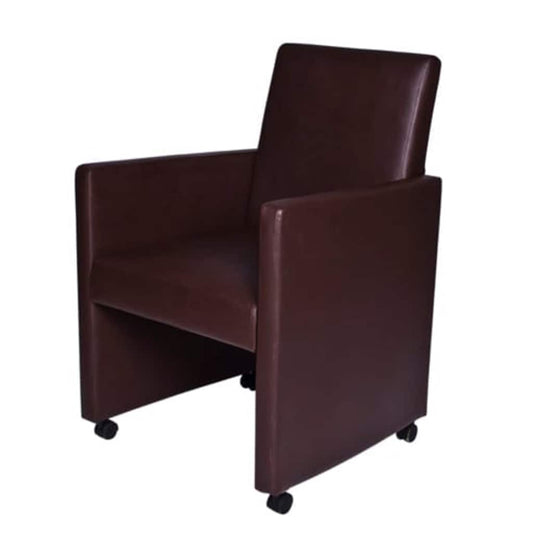 Sillas De Comedor 2 Unidades Cuero Sintético Marrón