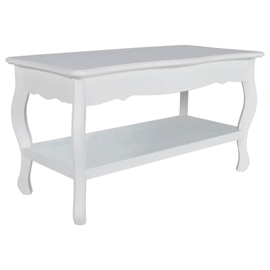 Mesa De Centro De 2 Niveles De Mdf Blanca
