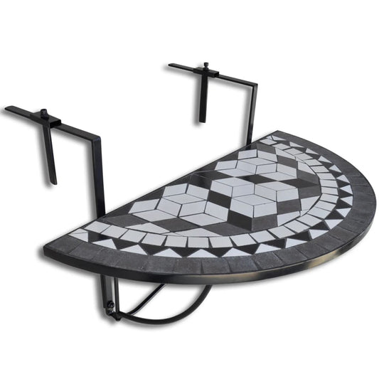 Mesa De Balcón Colgante Mosaico Y Blanco