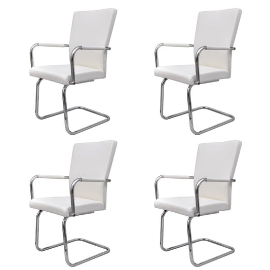 Sillas De Comedor Voladizas 4 Unidades De Tela Blanca