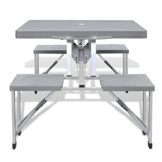 Set Mesa Plegable De Camping Y 4 Taburetes Aluminio