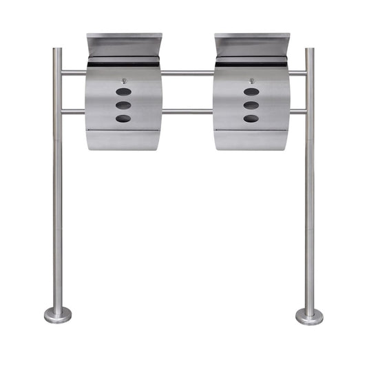Conjunto De 2 Buzones Con Soporte De Acero Inoxidable