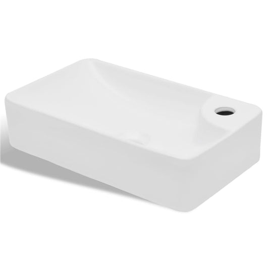 Lavabo De Cerámica Con Orificio De Grifo Y Desagüe