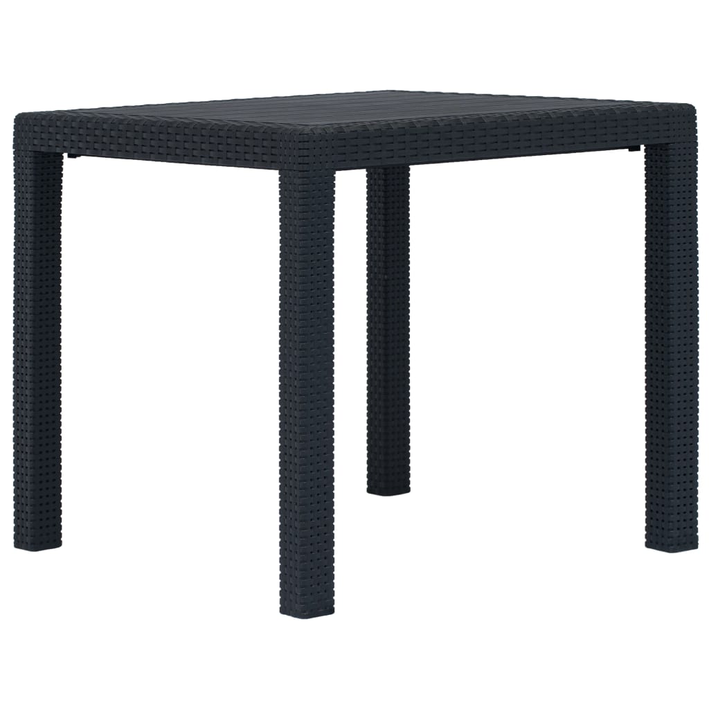 Mesa De Jardín De Plástico Aspecto Ratán Gris