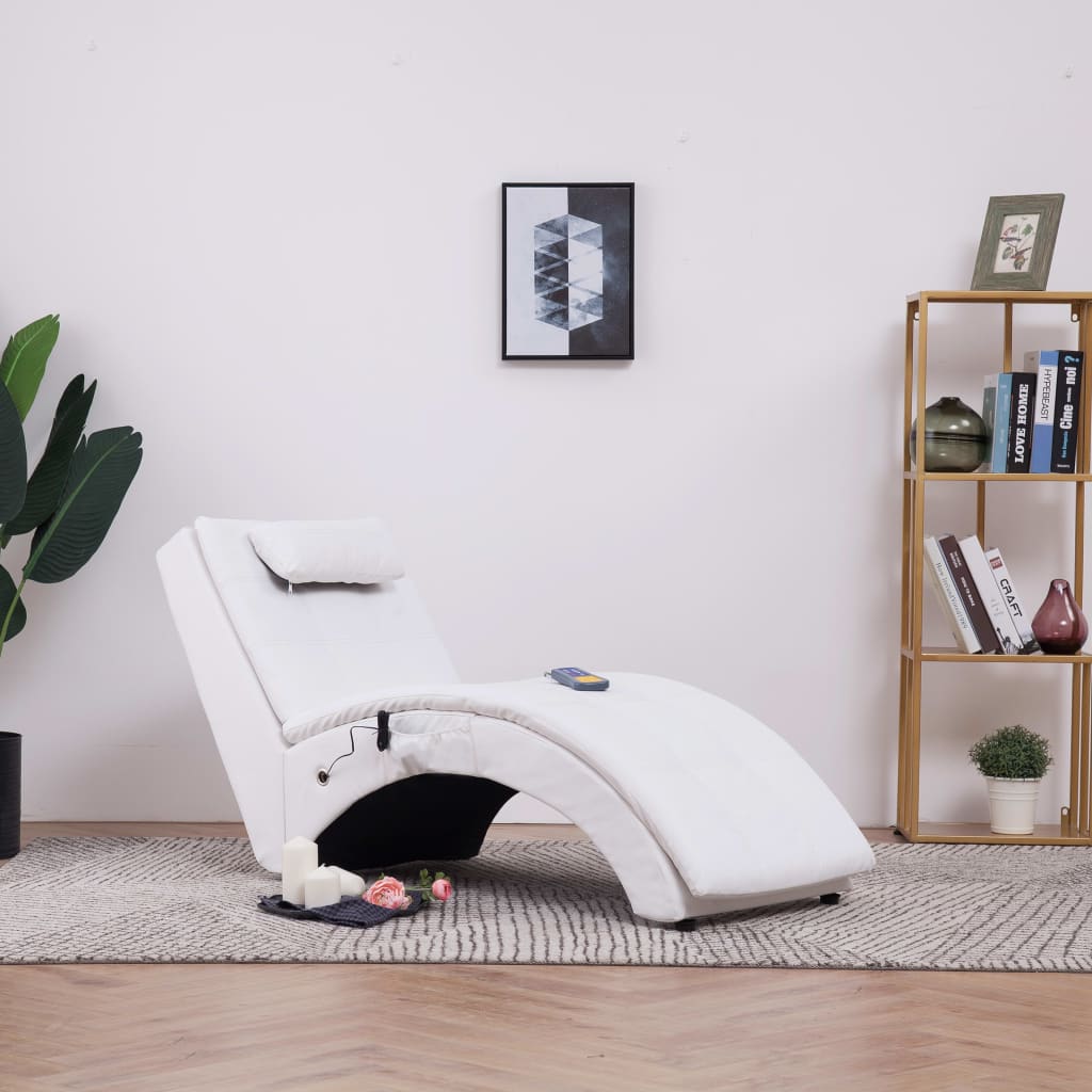 Diván De Masaje Con Almohada De Cuero Sintético Marrón
