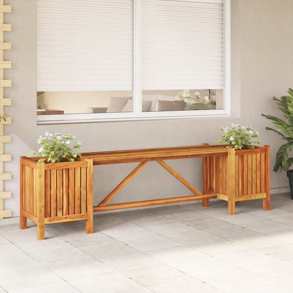 Banco De Jardín Con 2 Jardineras Madera De Acacia 150 Cm