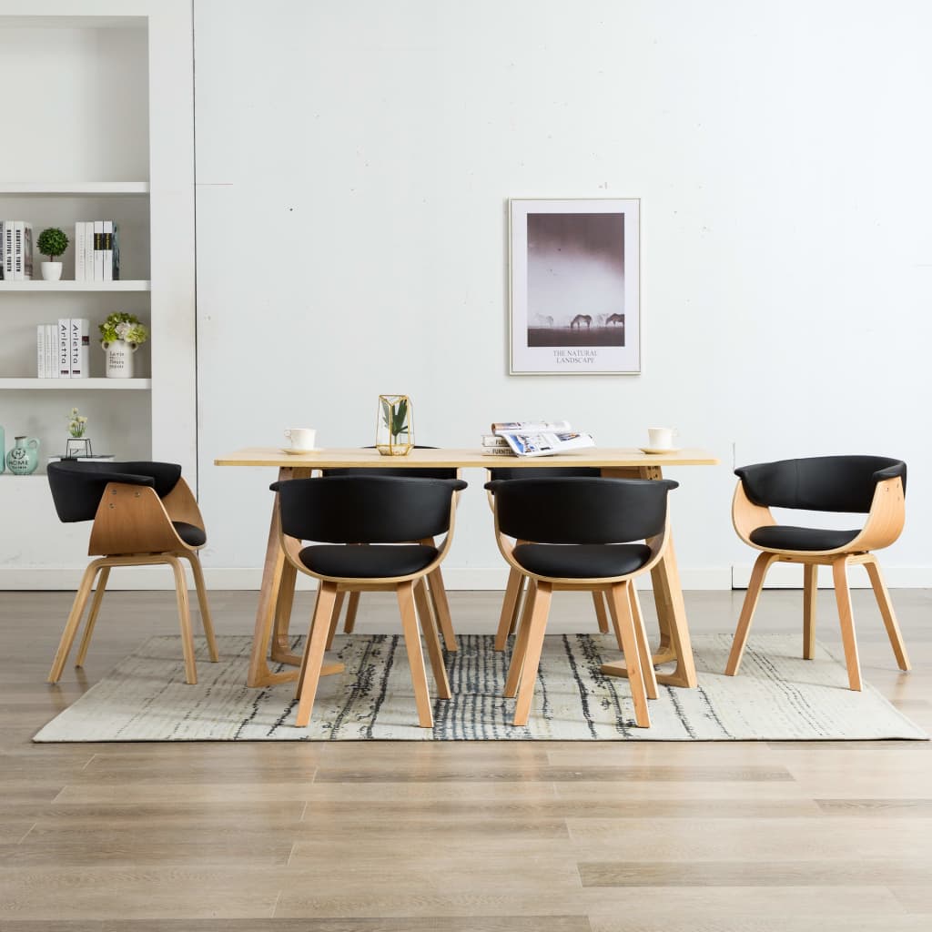 Sillas De Comedor 6 Uds Madera Curvada Y Cuero Sintético Crema