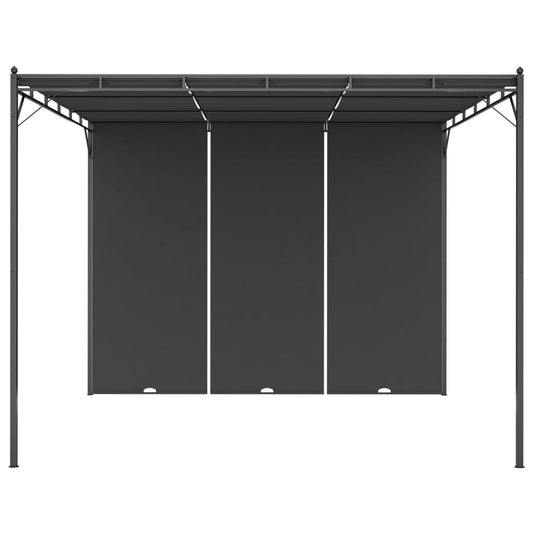 Cenador De Jardín Con Cortina Lateral Gris 3X3X2,25 M