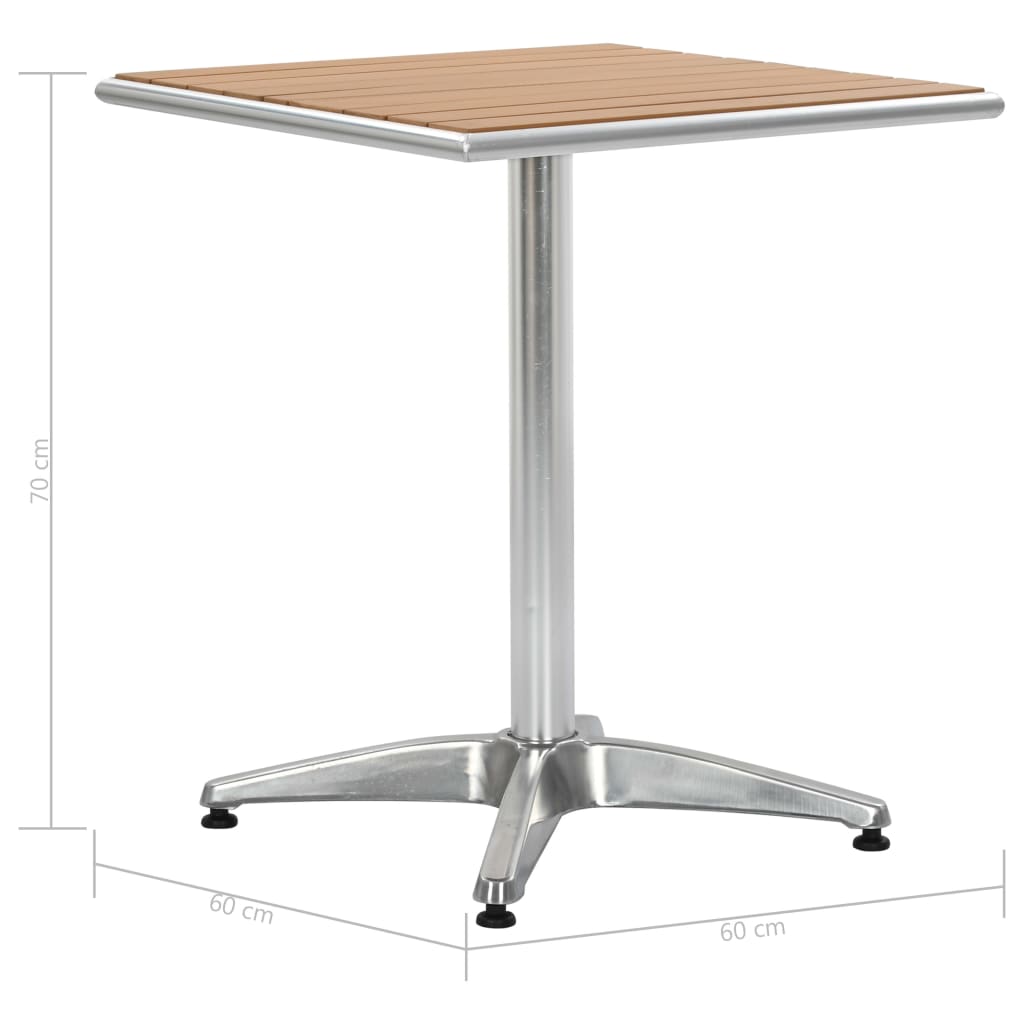 Mesa De Jardín De Aluminio Y Wpc Plateado 60X60X70 Cm