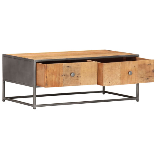 Mesa De Centro De Madera Maciza Reciclada 90X50X35 Cm