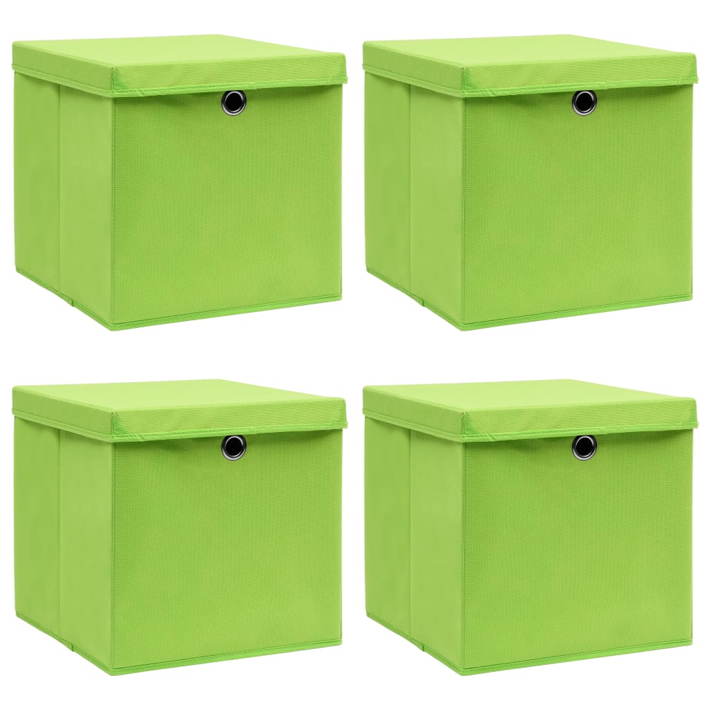 Caja De Almacenaje Con Tapa 4 Uds Tela Azul Celeste 32X32X32 Cm