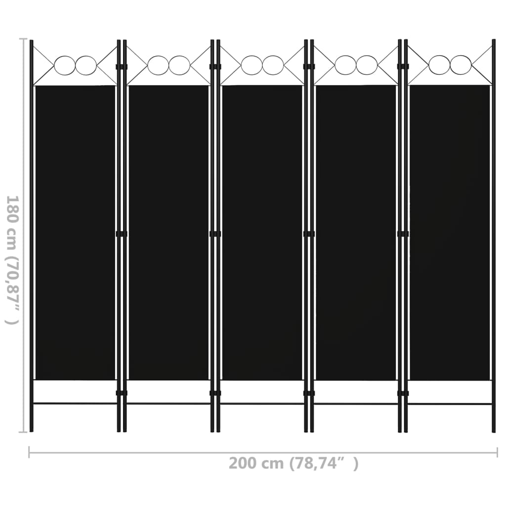 Biombo Divisor De 5 Paneles 200X180 Cm