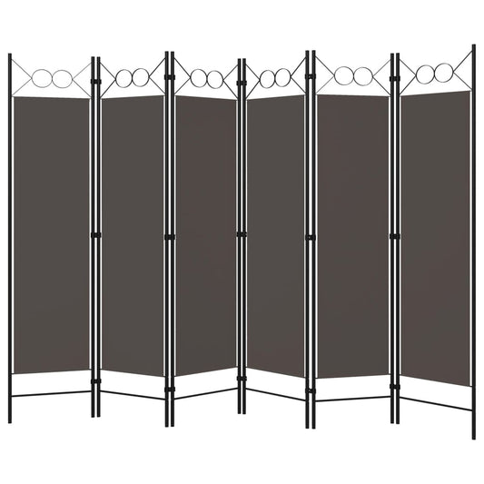 Biombo Divisor De 6 Paneles Gris 240X180 Cm
