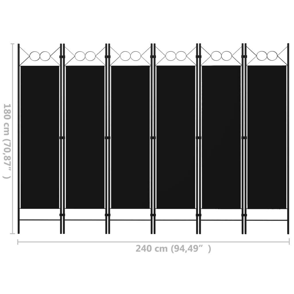 Biombo Divisor De 6 Paneles 240X180 Cm