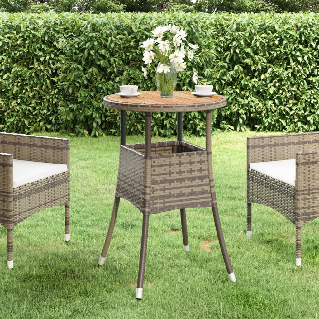 Mesa De Jardín Madera Acacia Y Ratán Sintético Ø60X75 Cm