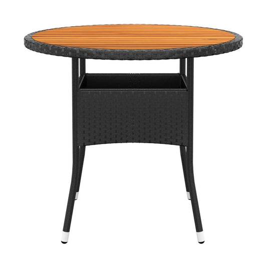 Mesa De Jardín Madera Acacia Y Ratán Sintético Ø80X75 Cm