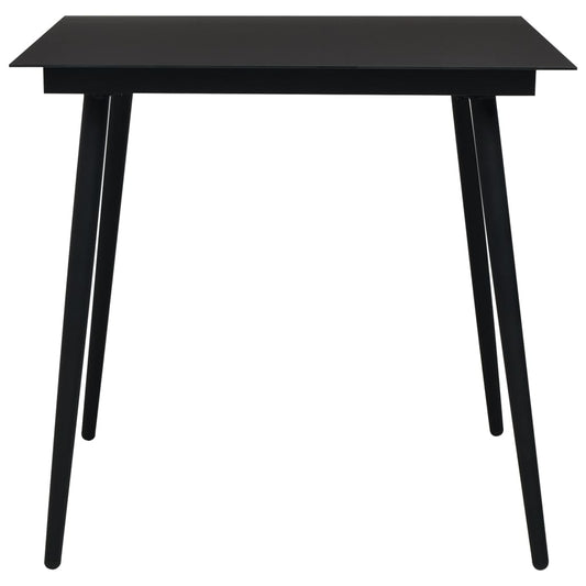 Mesa De Comedor De Jardín Acero Y Vidrio Negra