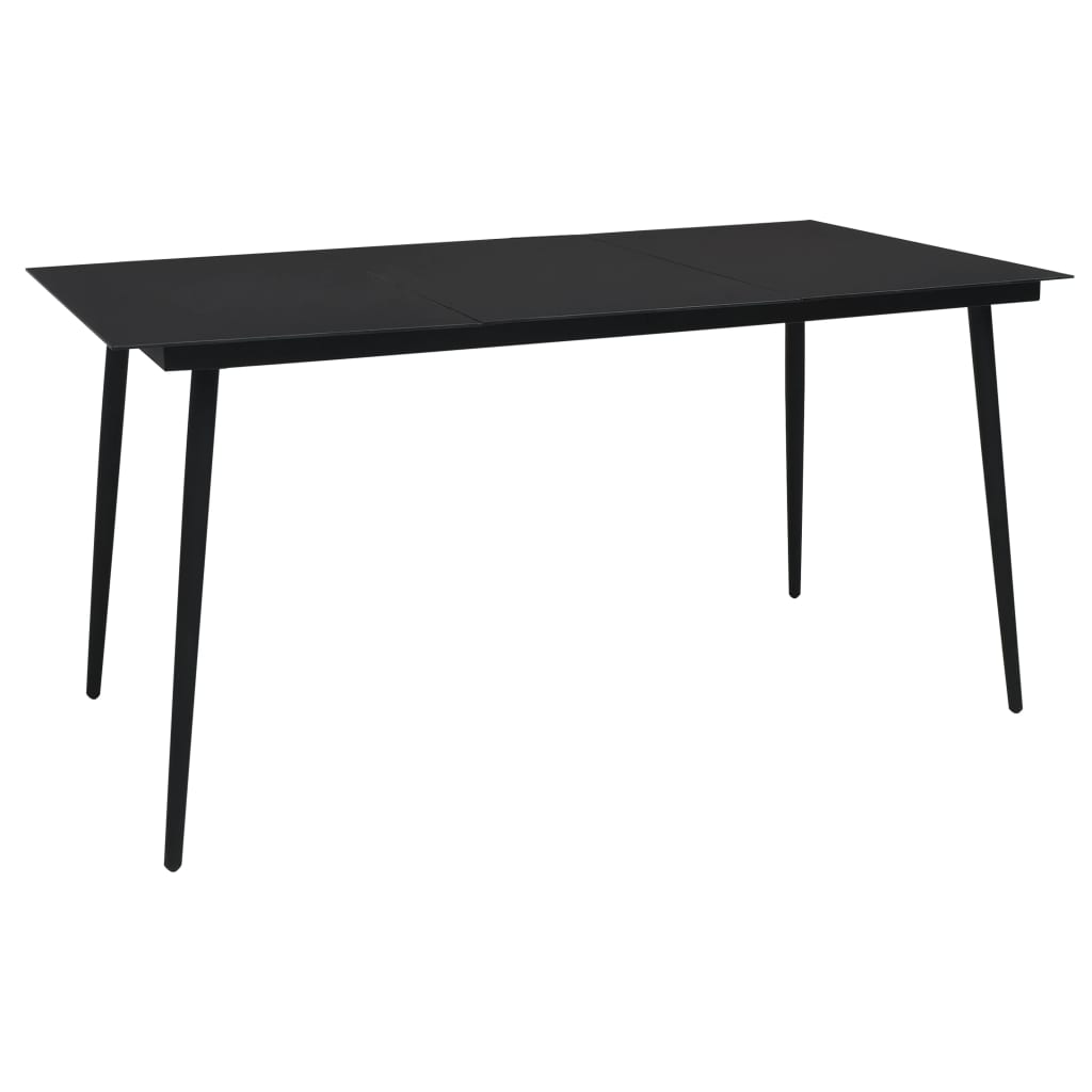Mesa De Comedor De Jardín Acero Y Vidrio Negra