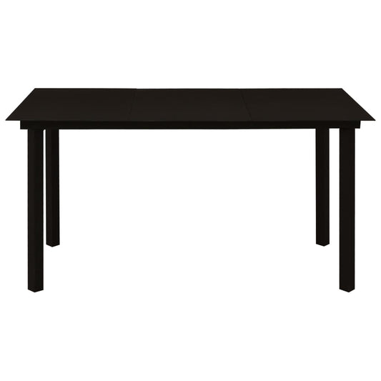 Mesa De Comedor De Jardín Acero Y Vidrio Negra