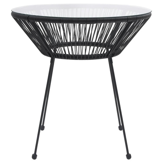 Mesa De Comedor De Jardín Acero Y Vidrio Negra Ø70X74 Cm