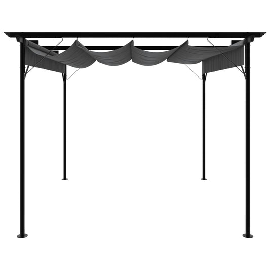 Pérgola Con Tejado Retráctil Acero Gris 3X3M 180 G/M²
