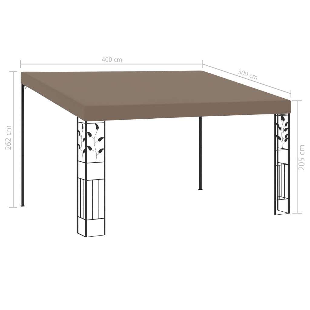 Cenador Con Montaje En La Pared Gris Taupe 4X3X2,5 M