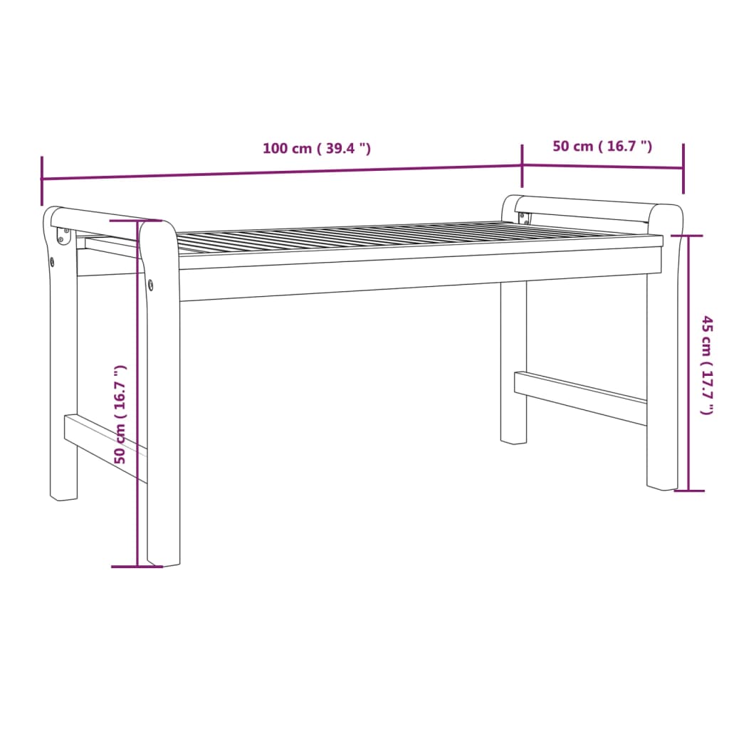 Mesa De Centro De Madera Maciza De Acacia 100X50X50 Cm
