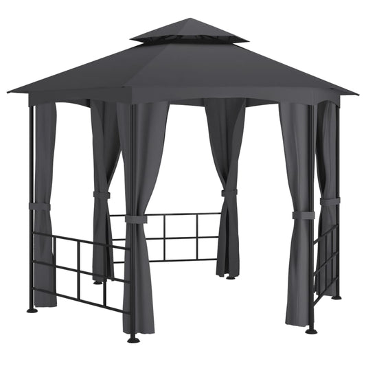 Cenador Con Paredes Laterales Gris 3,1X2,7 M