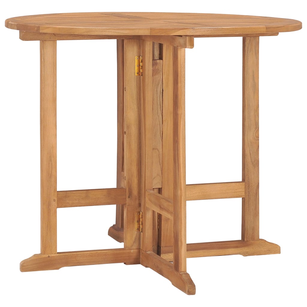 Mesa De Comedor Plegable Para Jardín Madera De Teca 90X90X75 Cm