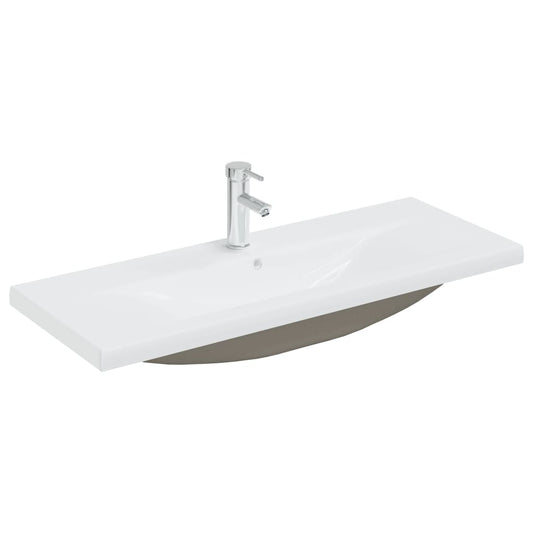 Lavabo Empotrado Con Grifo Cerámica Blanco