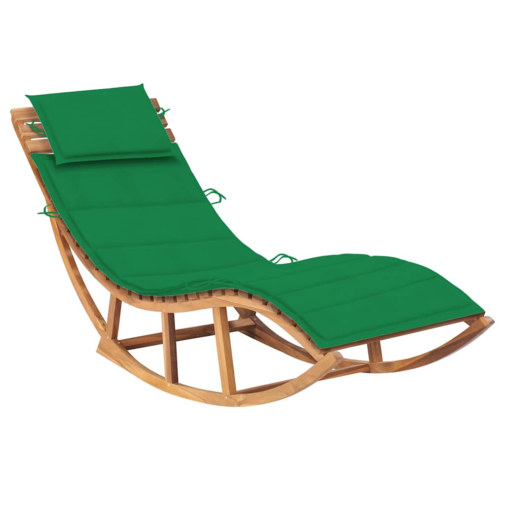 Tumbona Mecedora Con Cojín Madera Maciza De Teca