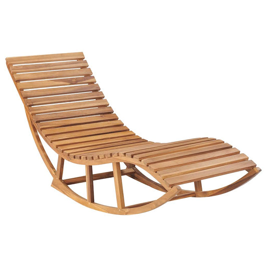 Tumbona Mecedora Con Cojín Madera Maciza De Teca