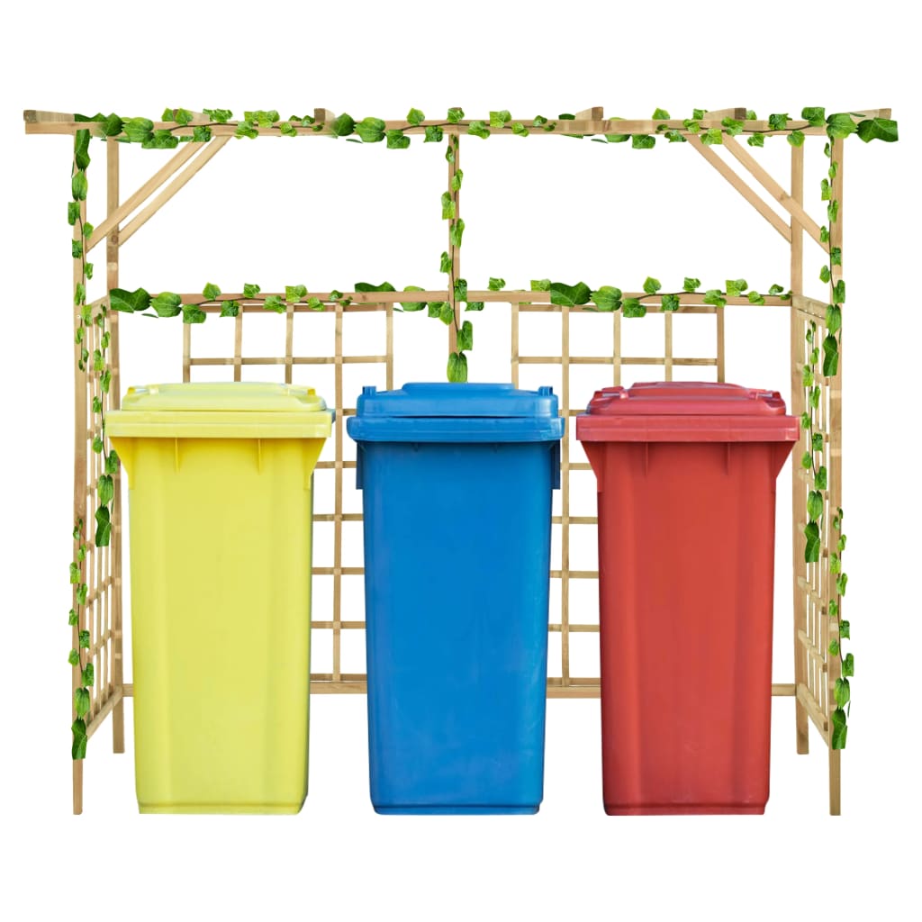 Pérgola De Jardín Para 2 Cubos De Basura Madera Pino Impregnada