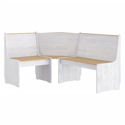 Banco De Esquina Reine Madera Maciza Pino Marrón Blanco 151 Cm